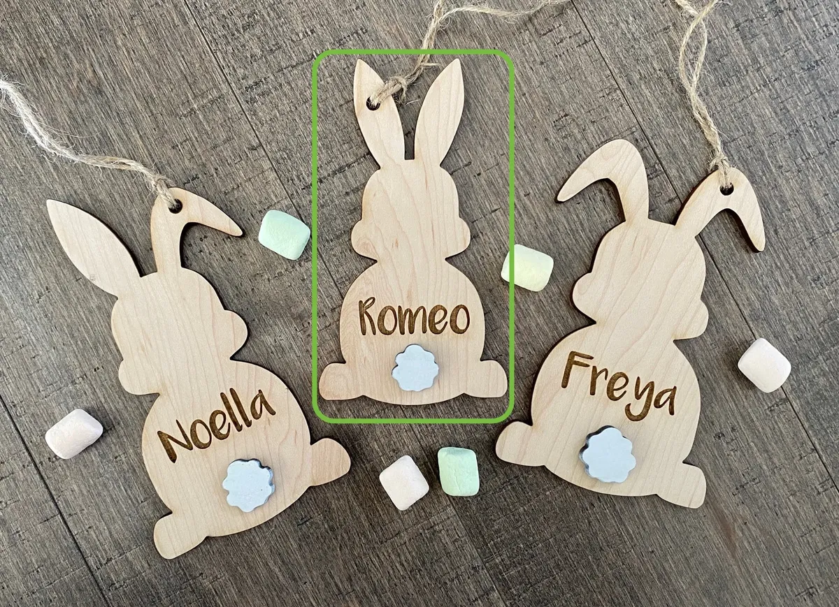 Easter Bunny w/ Tail Basket Tag