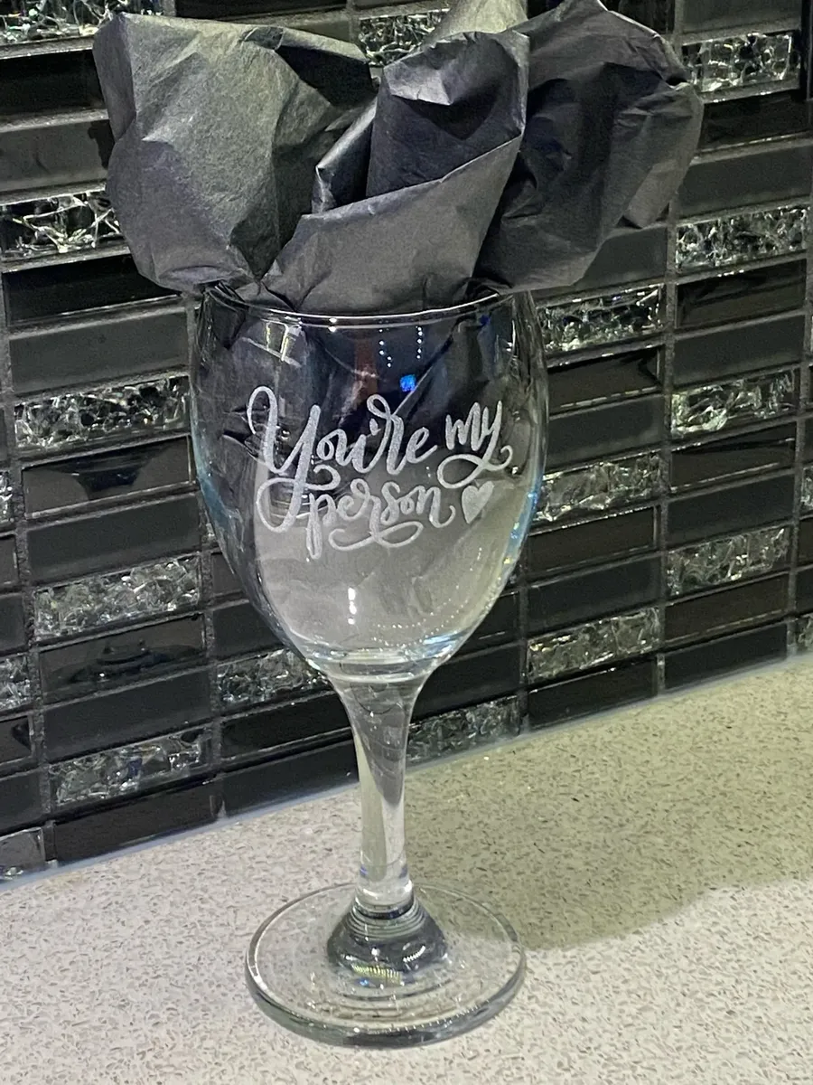 Engraved Wine Glass view 1