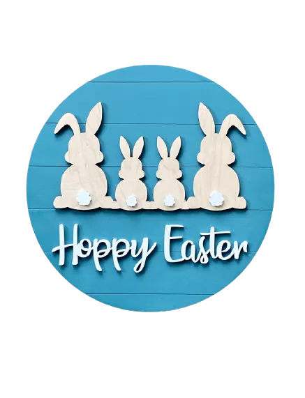 12" Shiplap Sign with 1-5 Bunnies (FAMILY of 5 or less) view 2
