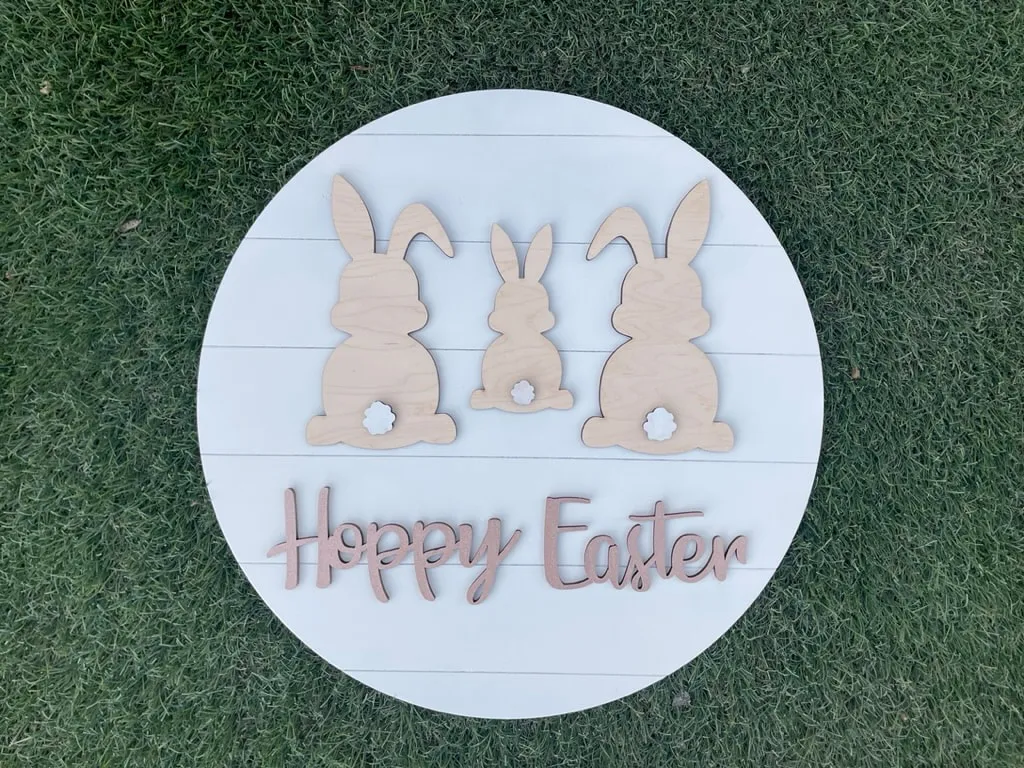 12" Shiplap Sign with 1-5 Bunnies (FAMILY of 5 or less) view 1