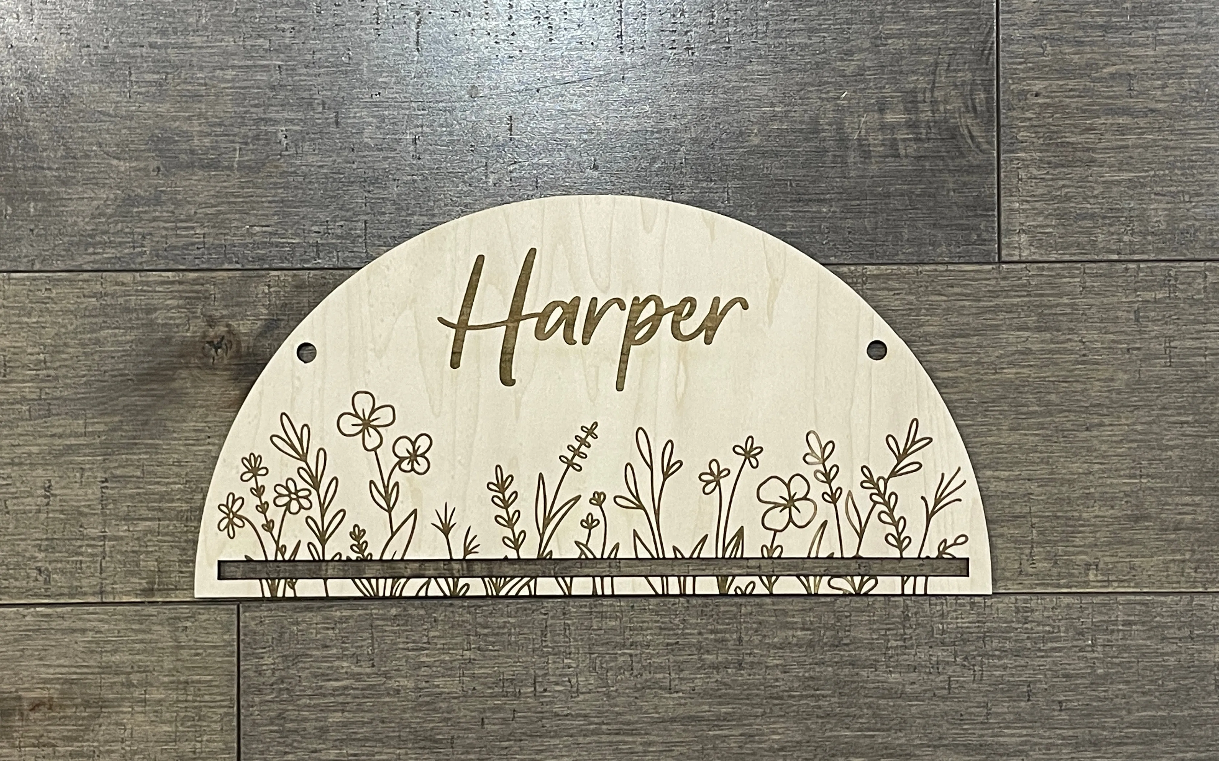 Macrame Holder - Flowers & name