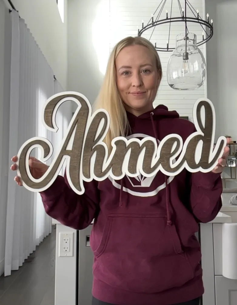2 layered name sign view 3