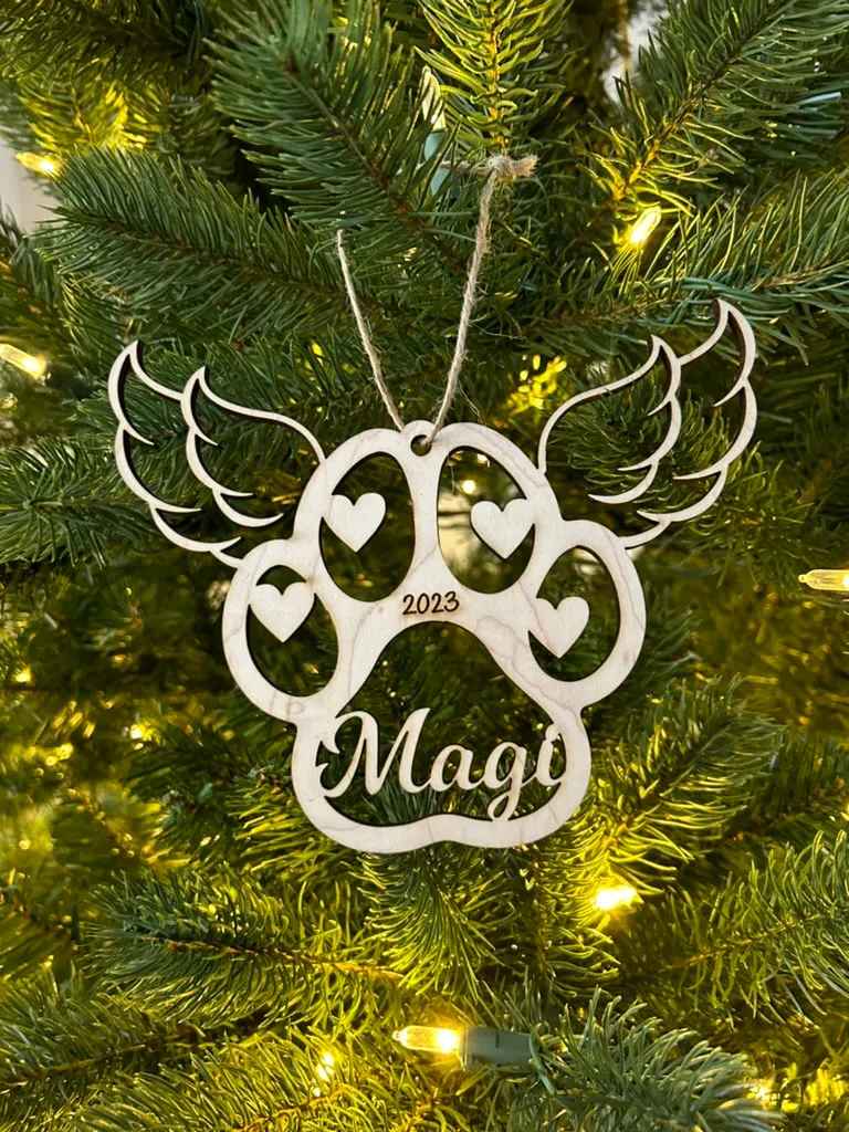 Paw Print Wood Ornament view 4