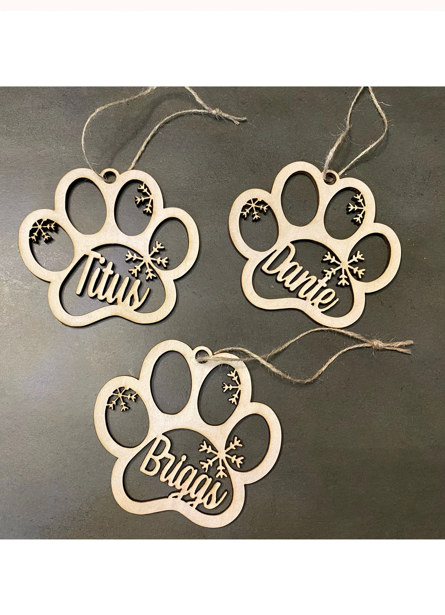Paw Print Wood Ornament