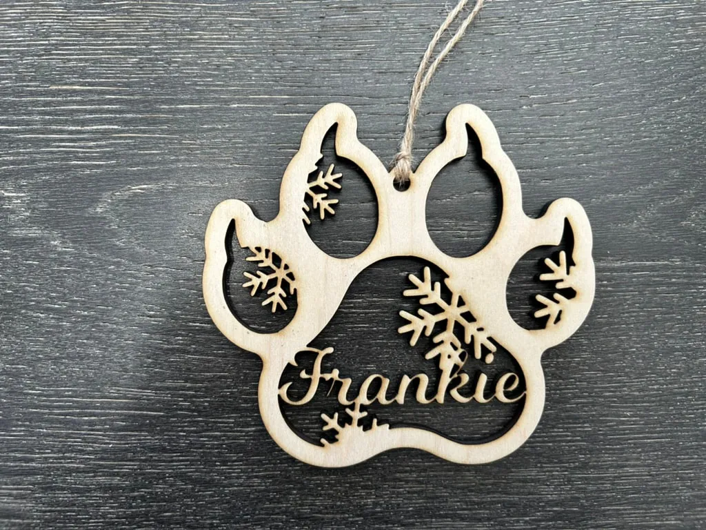 Paw Print Wood Ornament view 2