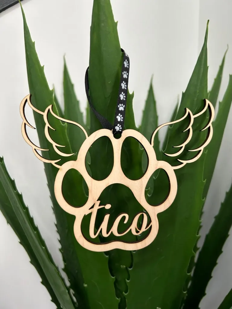 Paw Print Wood Ornament view 3