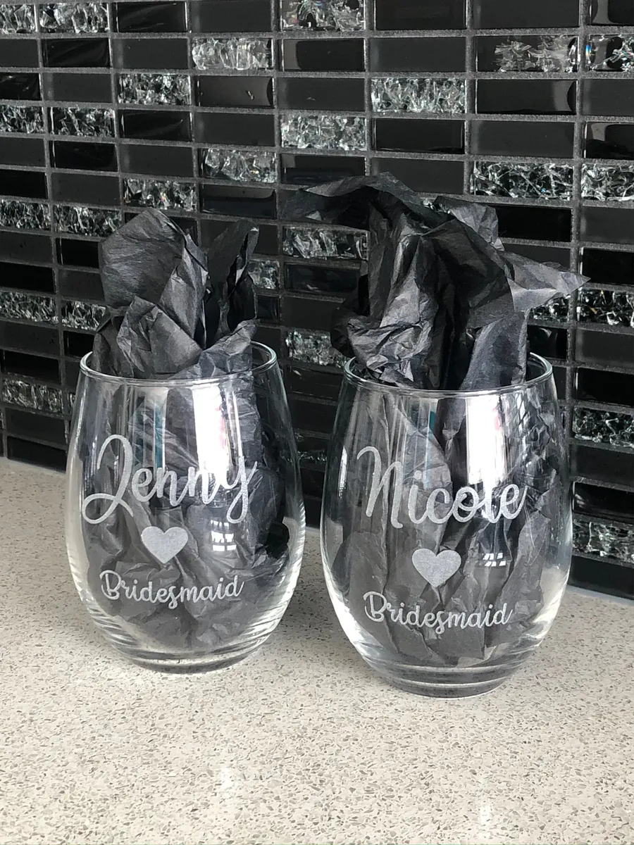Engraved Wine Glass view 5