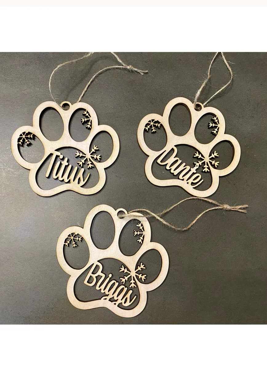 Paw Print Wood Ornament