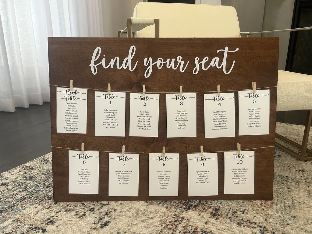 Wedding Seating Chart Sign