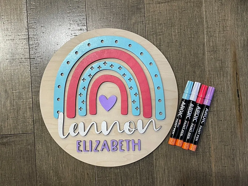 Boho Rainbow Nursery/Room Sign view 3