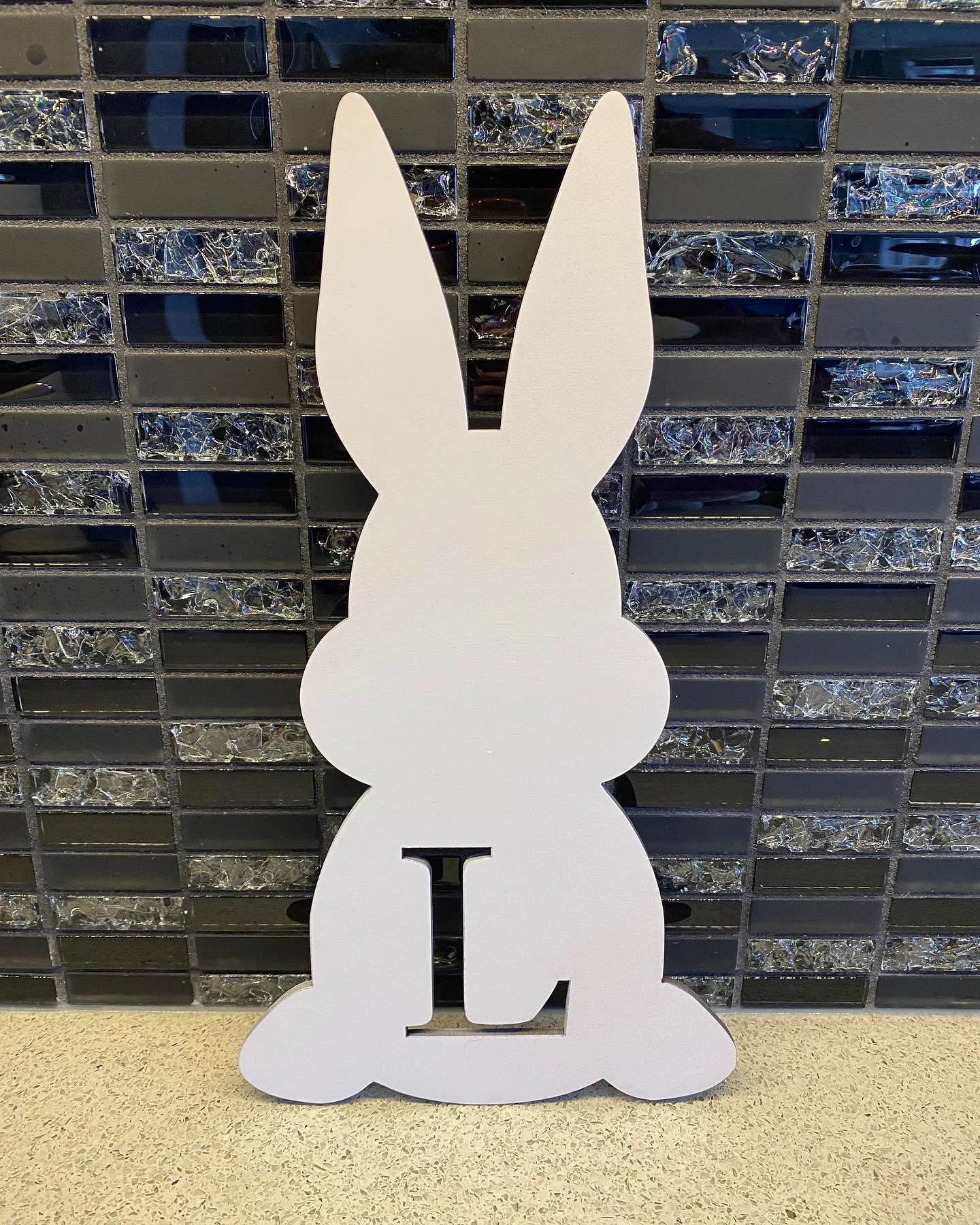 Bunny with Letter Cutout (Painted White)