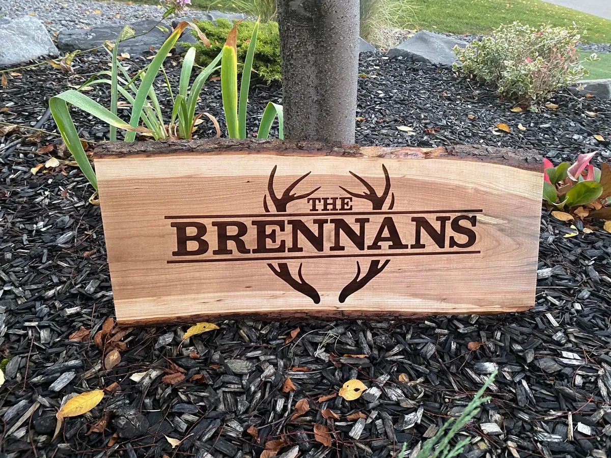 Cherry Live Edge Cabin Sign view 1