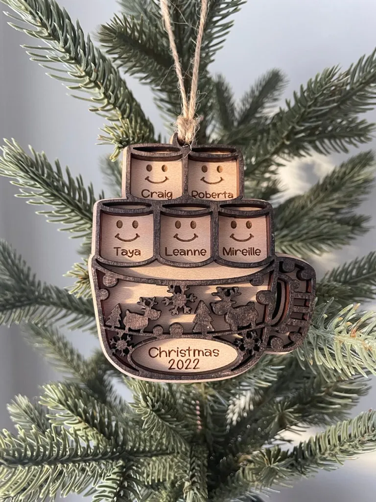 Marshmallow Family Christmas Ornament (up to 5 names) view 2