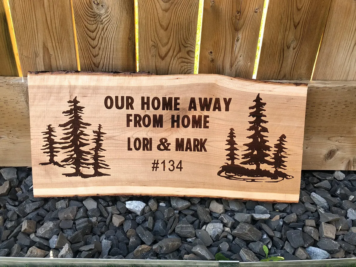 Cherry Live Edge Cabin Sign view 4