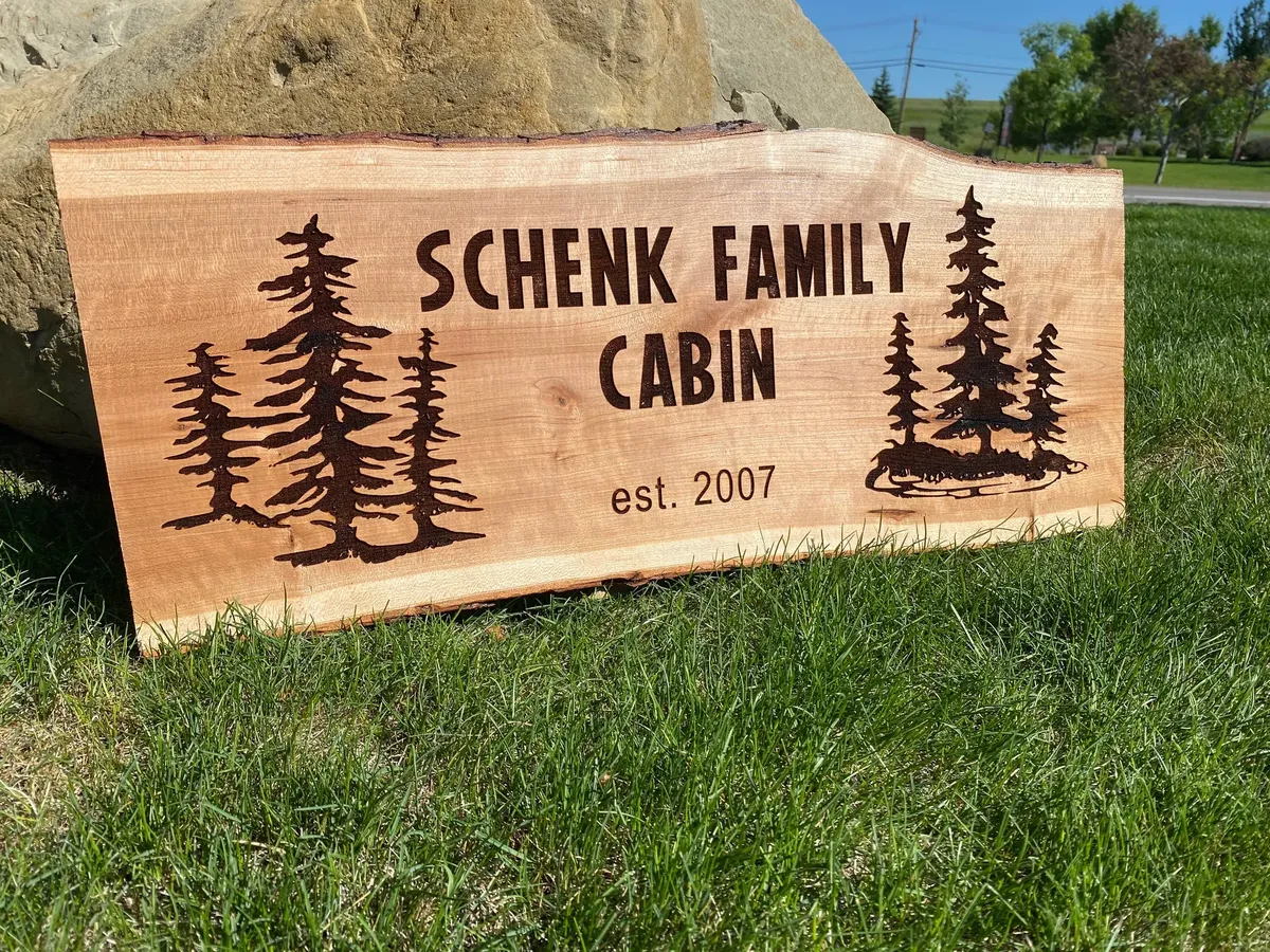 Cherry Live Edge Cabin Sign view 3