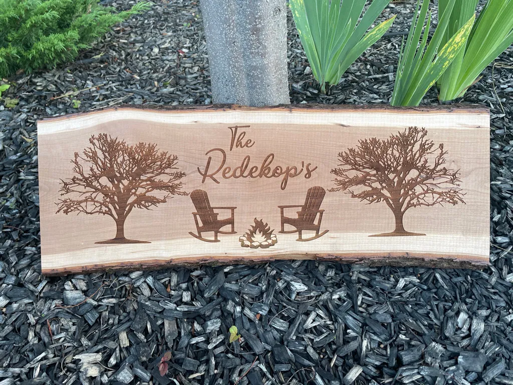 Cherry Live Edge Cabin Sign view 5